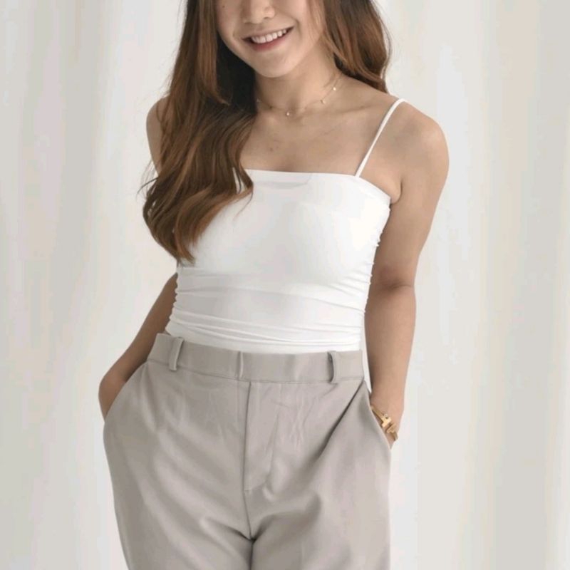 Tank Top Bra Basic Wanita Panjang / Tanktop Square Tali Spaghetti