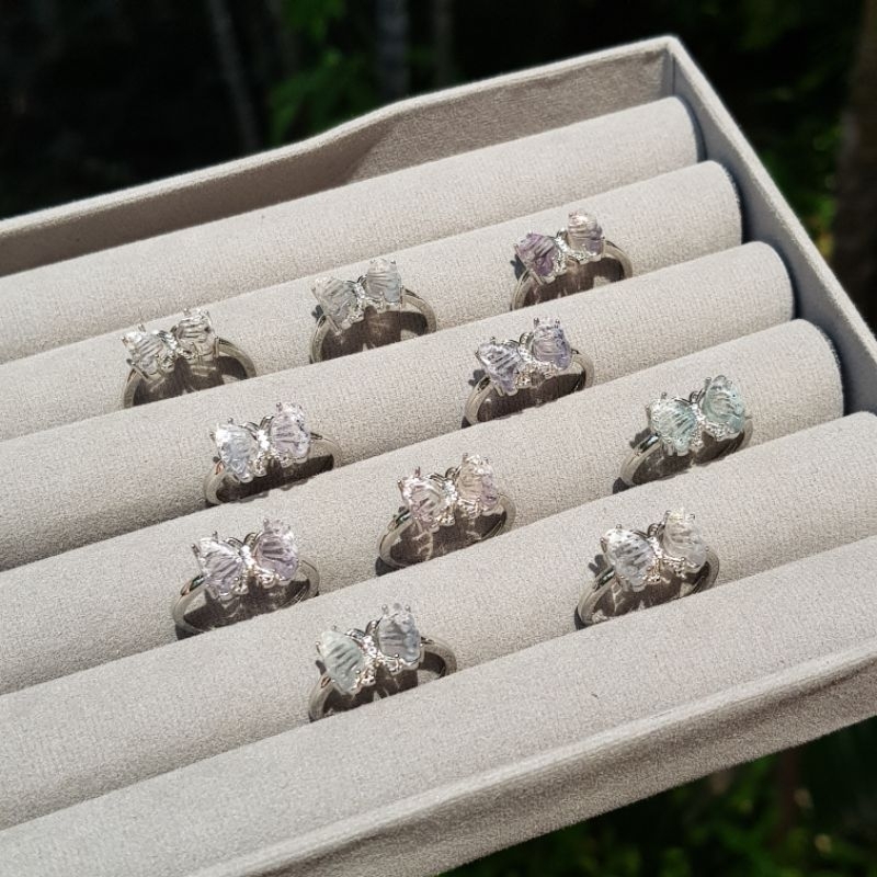 Adjustable Fluorite Butterfly Ring