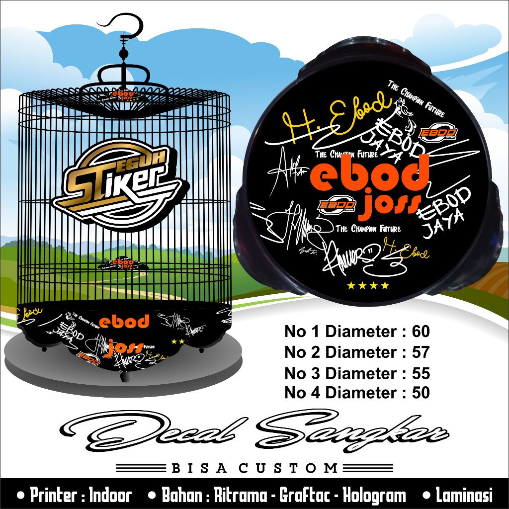 Stiker Sangkar Murai Ebod Joss Decal Sangkar Murai Batu Ebod Joss
