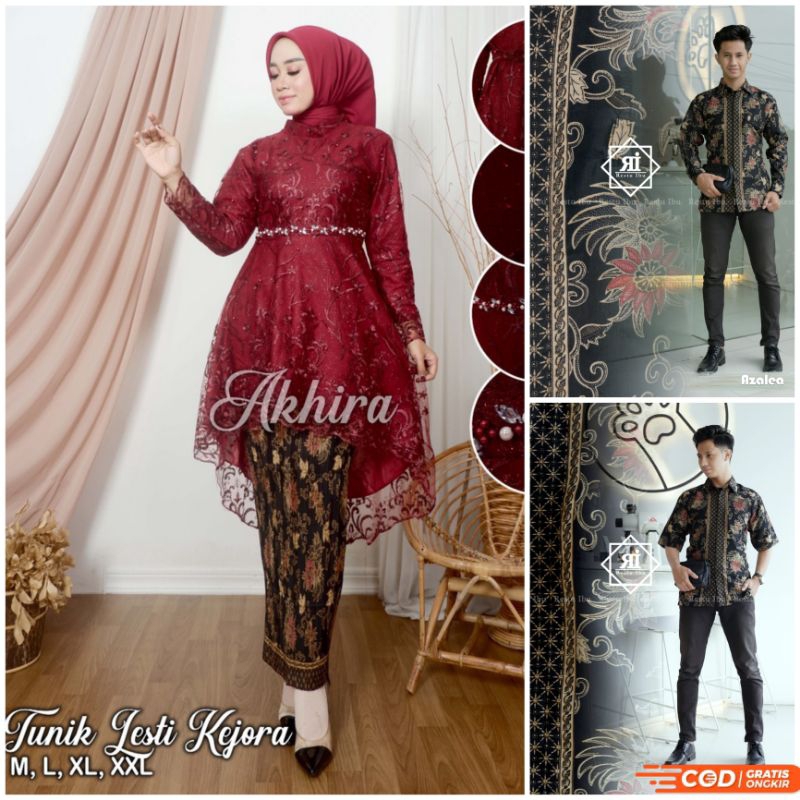 COUPLE / SET COUPLE KEMEJA BATIK DAN KEBAYA LESTY / SET COUPLE BATIK MODERN / SET COUPLE KEBAYA KELU