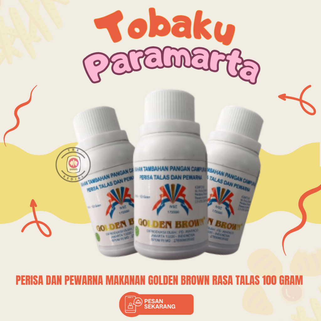 

PERISA DAN PEWARNA MAKANAN GOLDEN BROWN RASA TALAS 100 ML / PERISA DAN PEWARNA MAKANAN GOLDEN BROWN / GOLDEN BROWN