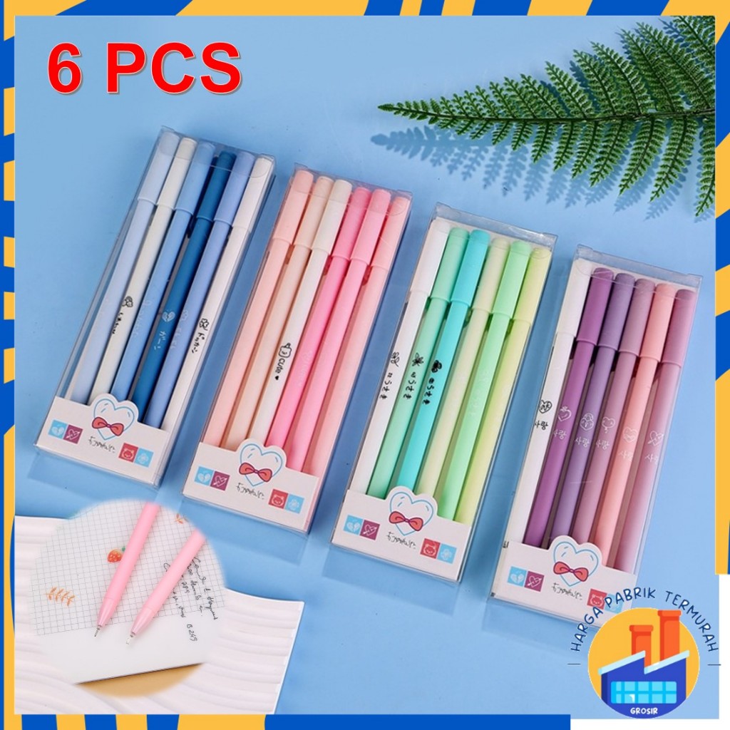 

HPT 1 Set 6Pcs Pena Gel 0.5mm Warna Pastel Pen Gel Aesthetic Pulpen Gel 6 IN 1 Warna Gradasi Pena Gel Set Morandi Color Bolpoint Tinta Gel Cair 6 Pcs Journaling Pen Alat Tulis Kantor Sekolah Lucu