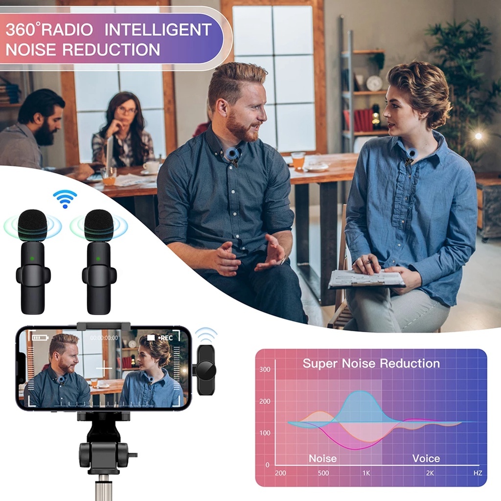 Dual Microphone Clip ON Wireless Bluetooth Lighting Type C Dual Mic Portable Lavalier for iOS Androi