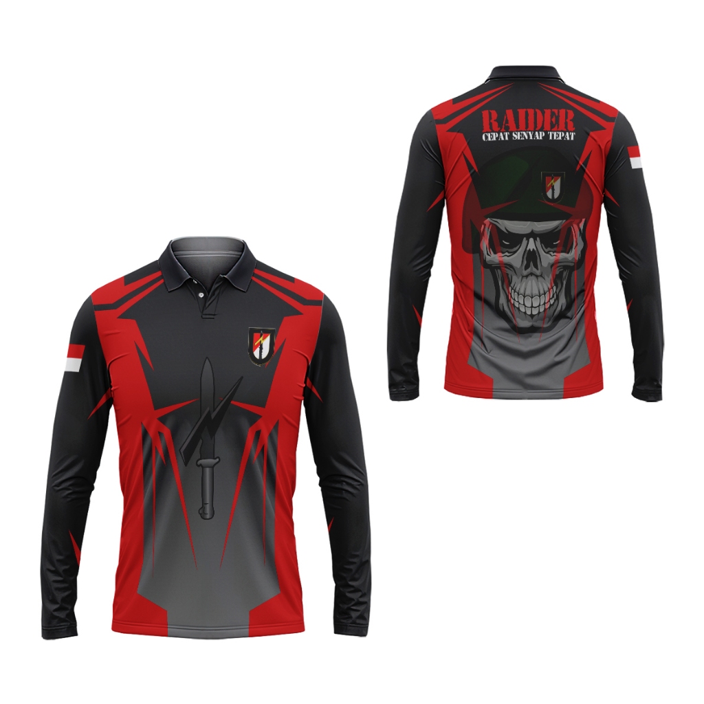Baju Kaos Raider TNI AD | Jersey Raider Panjang | Batalyon Raider Jersey | Kaos Batalyon Rider Pria 