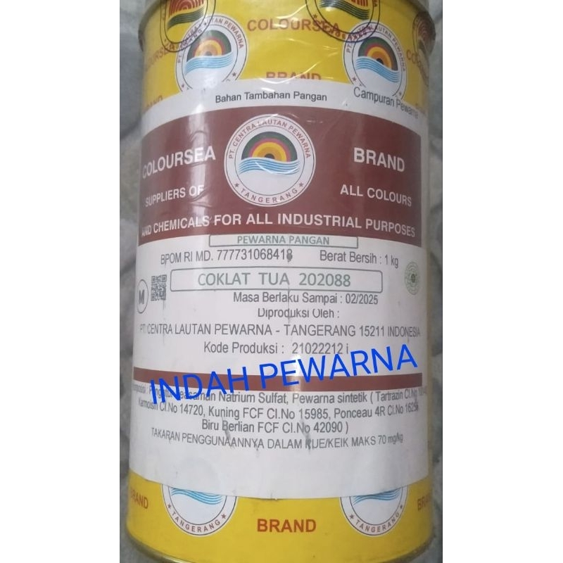 

Pewarna makanan berat 1kg Coklat tua-202088 merek coloursea