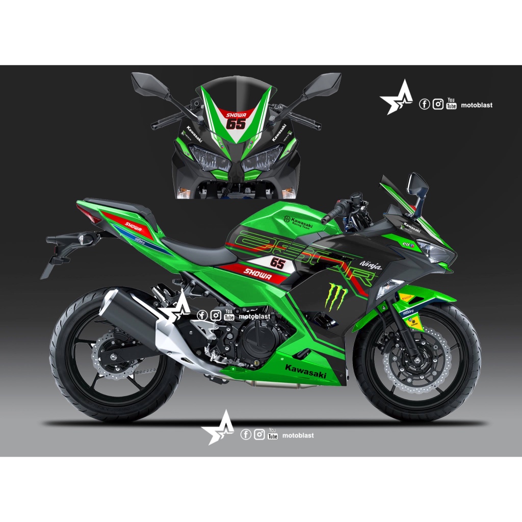Decal Stiker Full Body Motoblast New Ninja 250R FI Livery Green KRT WSBK 2023 - Premium Quality