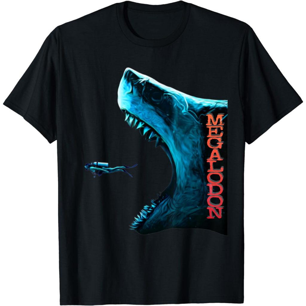 Baju Kaos Dewasa Megalodon Primeval Shark Dorsal Fin Teeth Ocean Predator T-ShirtPakaian Fashion Ata