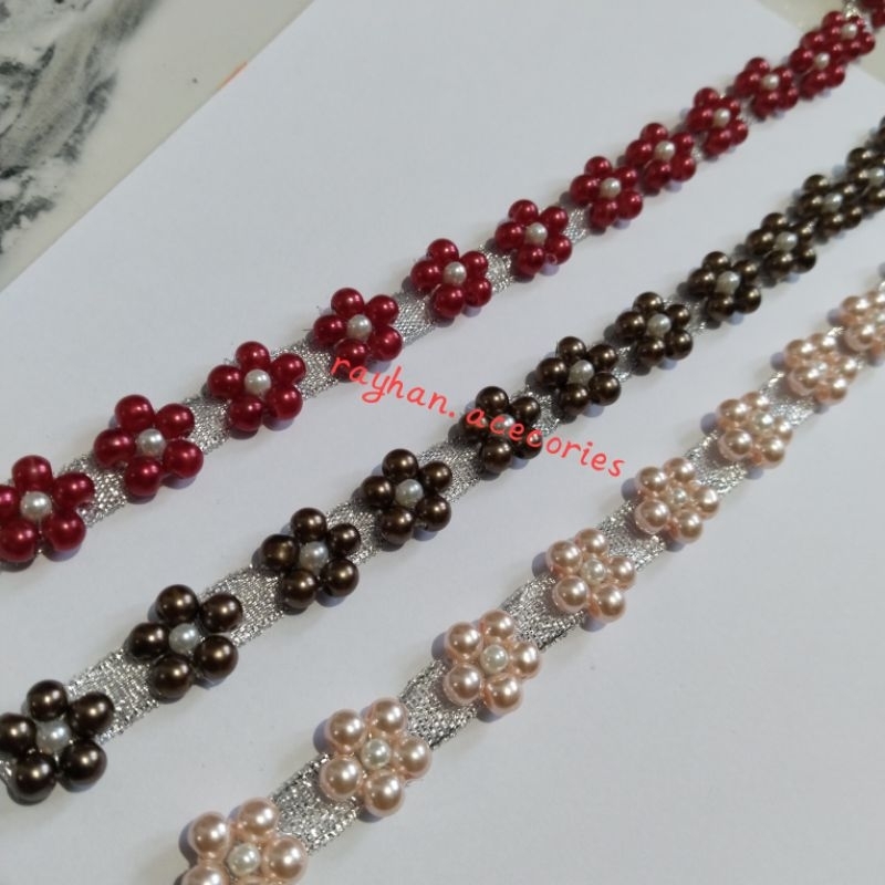 mutiara rangkai/payet rangkai mutiara bunga