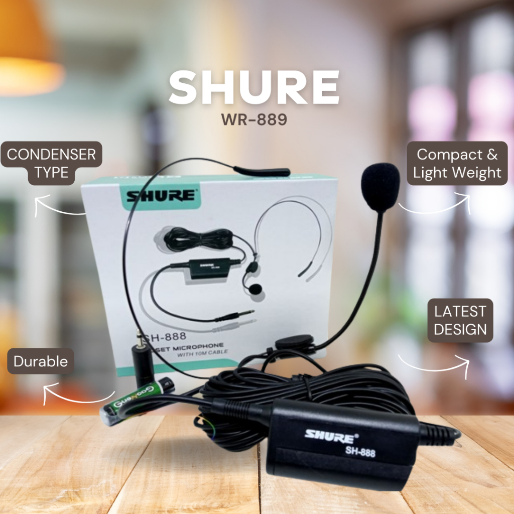 MIC KABEL SHURE  SH 888 / SH-888 MIC BANDO IMAM CONDENSER MICROPHONE