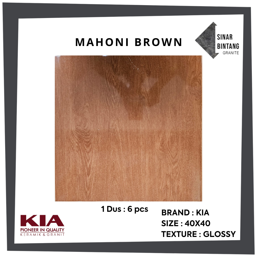 Keramik Motif Kayu 40x40 Mahoni Brown KIA
