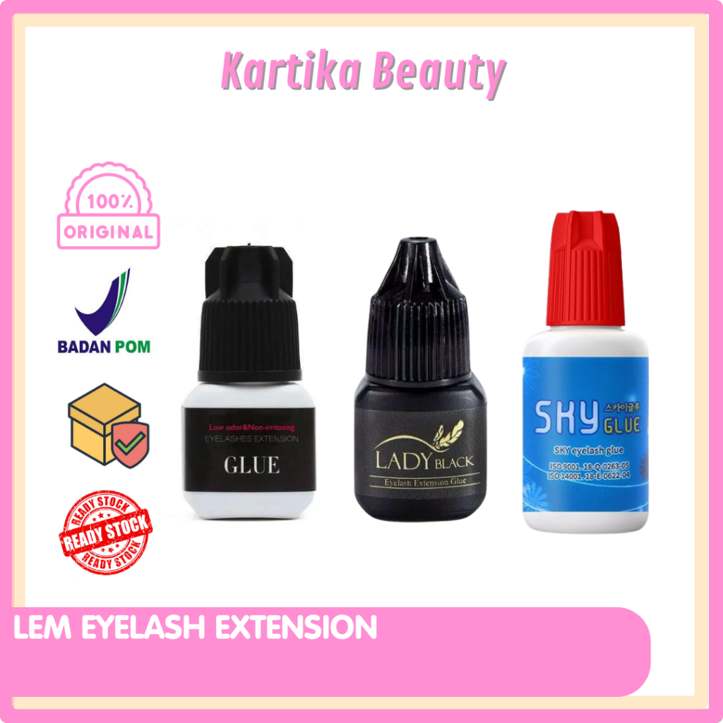 LEM EYELASHES BULU MATA TANAM EYE LASHES FUNMIX / SKY GLUE TAHAN LAMA / LADY BLACK EXTENSION