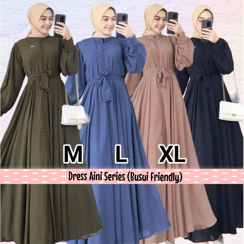DRESS BUSUI FRIENDLY CERUTY PREMIUM/DRESS FULL FURRING MAXY/GAMIS WANITA FASHION MUSLIM KEKINIAN LEB