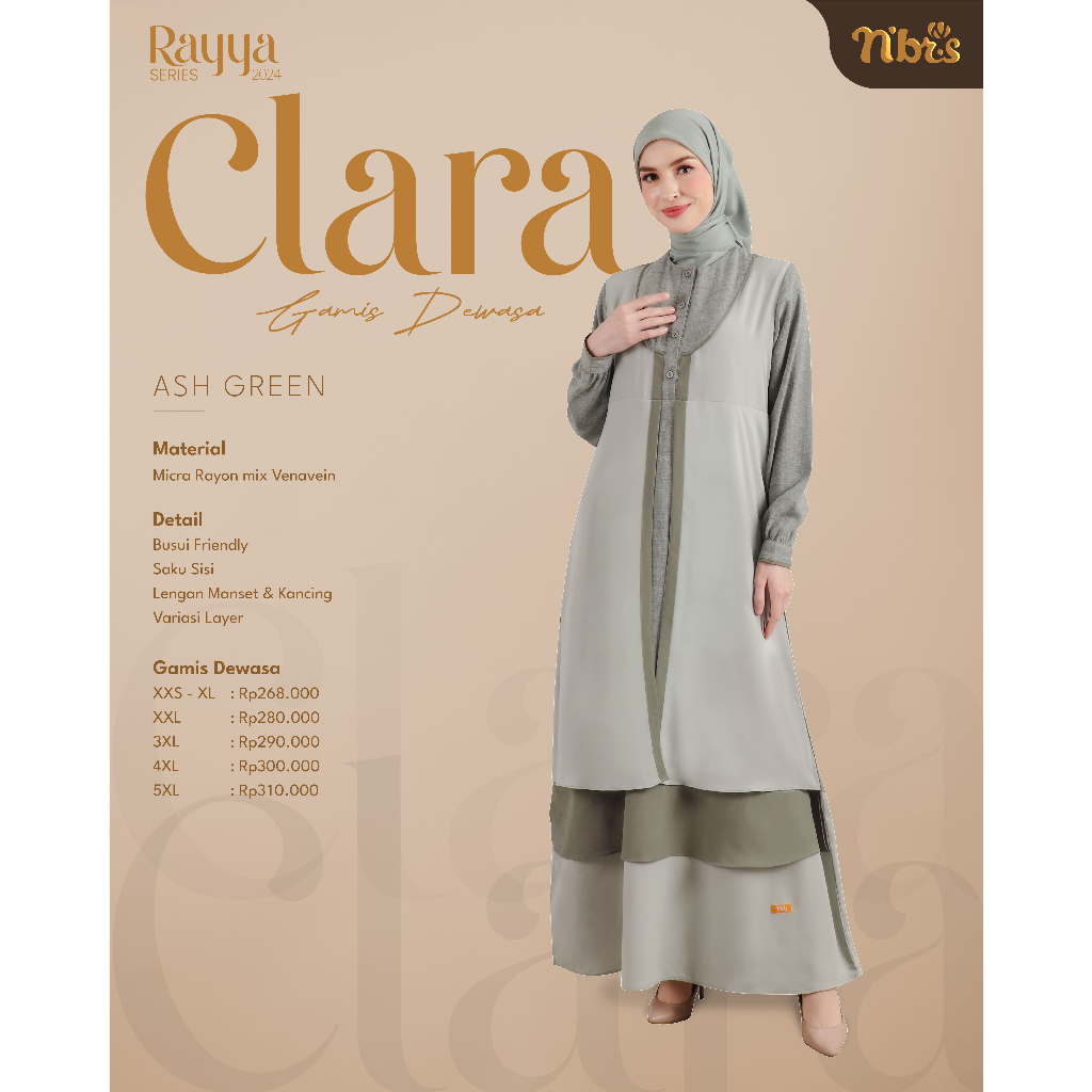 SETELAN BUSANA MUSLIM GAMIS DRESS SYARI BUSUI HIJAU SAGE GREEN TERBARU - SARIMBIT NIBRAS 2024 RAYYA 