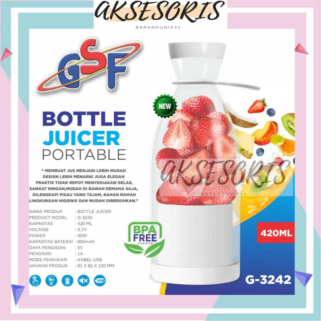 BOTTLE JUICER PORTABLE GSF G-3242 / BOTTLE BLENDER GSF 3242 / BLENDER JUICER PORTABLE 6 MATA PISAU /