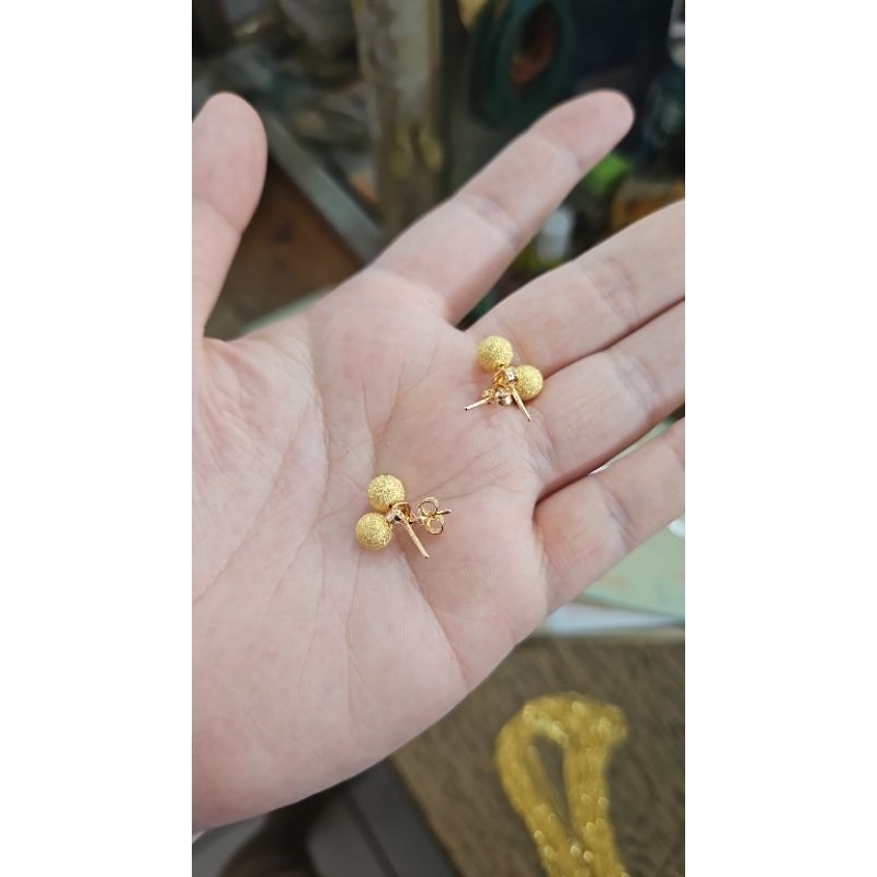 Giwang anting tusuk fashion bola gold pasir pentol emas asli 375 muda 8k