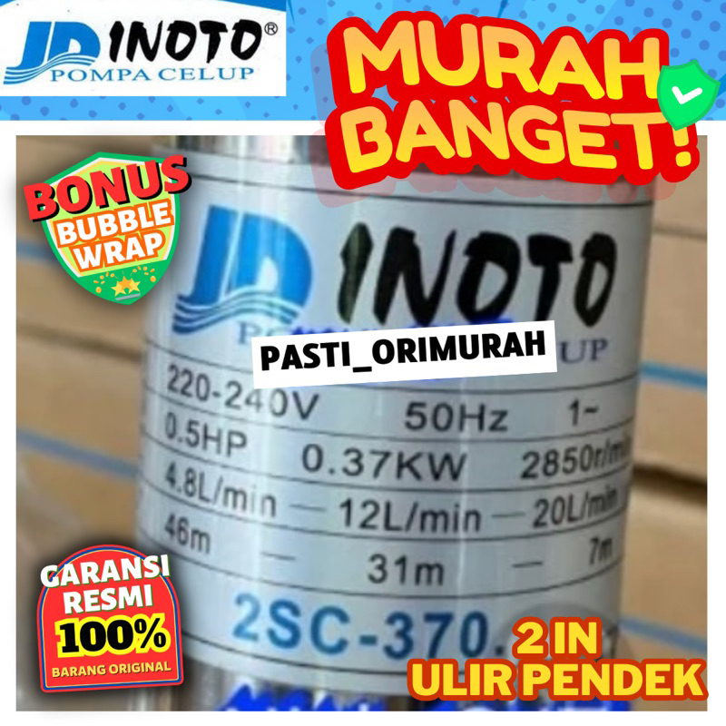 Pompa Submersible Sible Inoto 2in 2" 2dim 2 dim 0.5hp 2SC-370 Pompa Celup + CONTROL BOX + KABEL Pomp