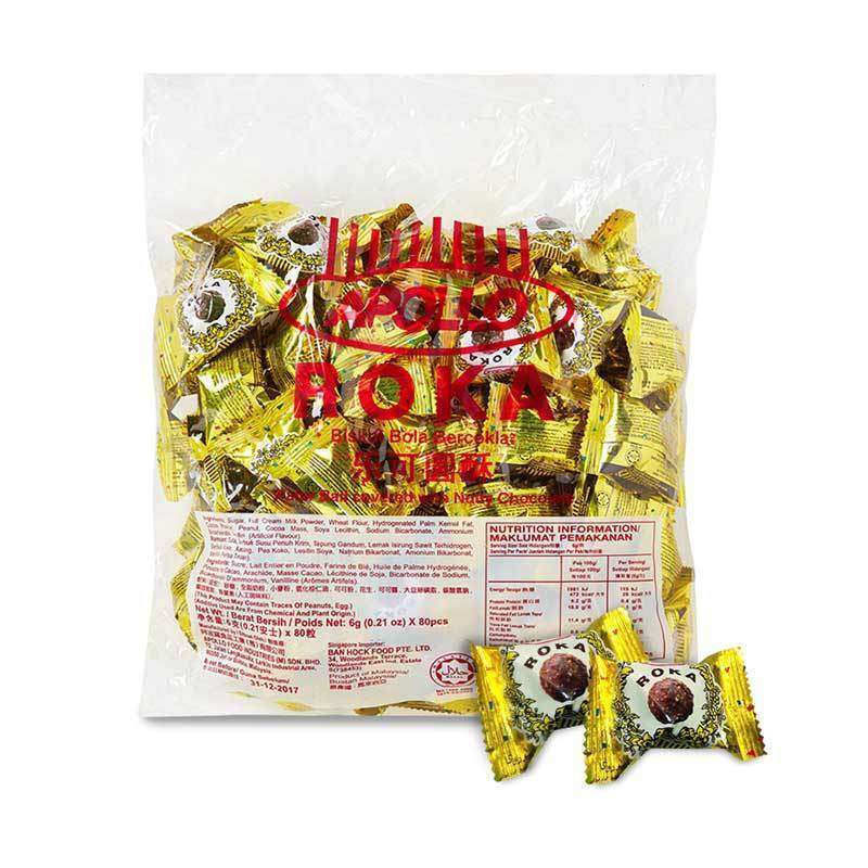

Apollo Roka wafer Bola Bersalut Coklat Kacang 6g x 70pcs