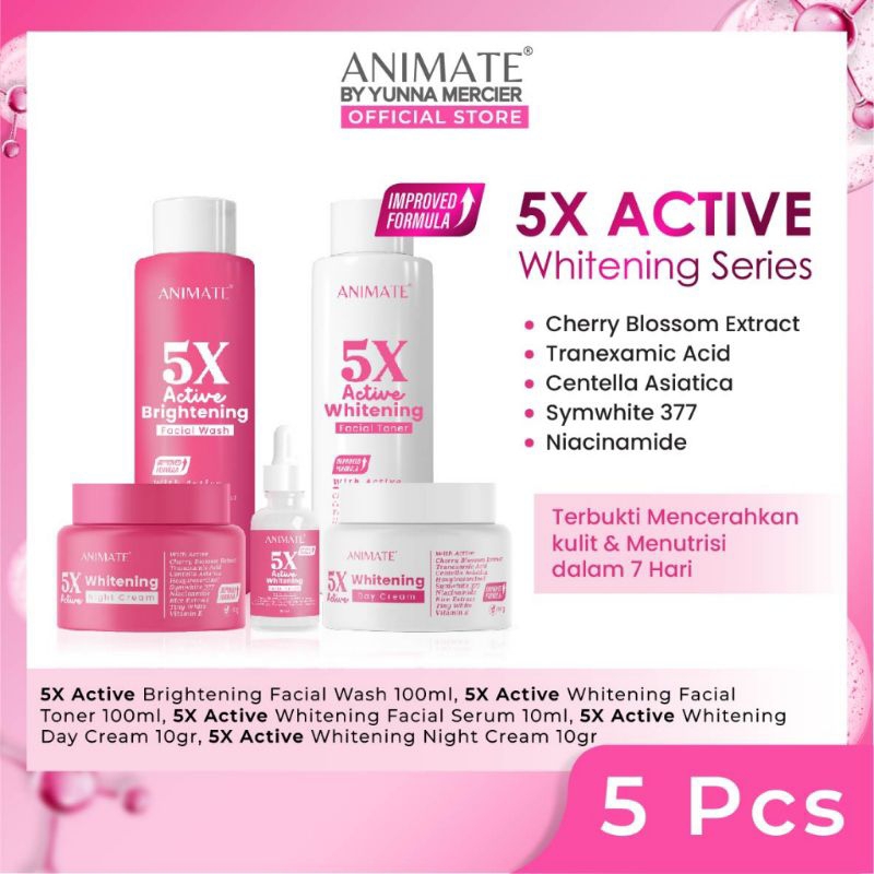 KADALUWARSA 2027 Animate skincare ori BPOM kemasan baru 5 in1 active whitening series perfect glowin