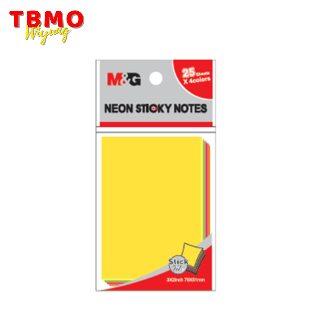 

TBMO M&G 3x2 Sticky Noted Neon Color 76x51m 100 Sheets YS-182