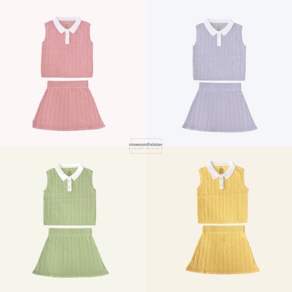 Bamboo And Bub Nara Skirt Set - Rok Atasan Rajut Knit Knitted Anak Bayi Balita Perempuan Baby Girl P