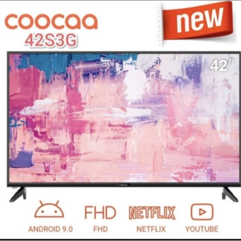 Jual TV Android CooCaa 42 inch Netflix - android 9 - Smart Tv - Google Assisten