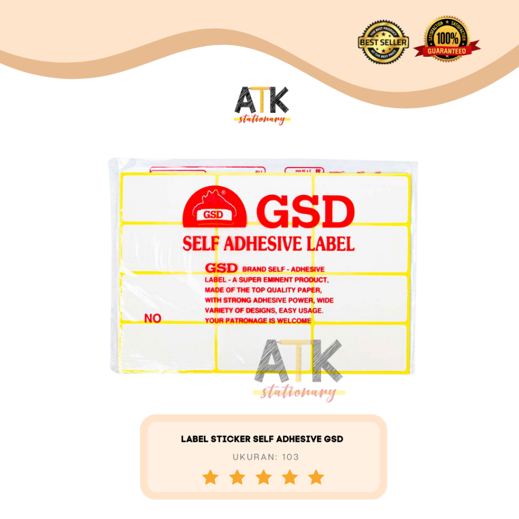 

Label Stiker Sticker GSD Self Adhesive Premium Tebal NO: 99 / 103 atk