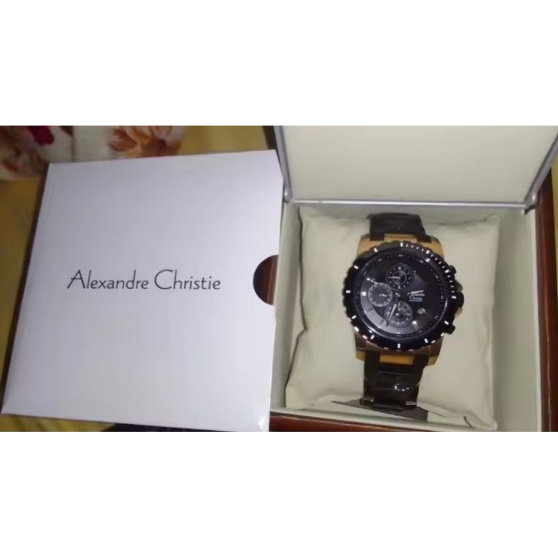 Alexandre Christie 6141 Black Rose Gold New Baru