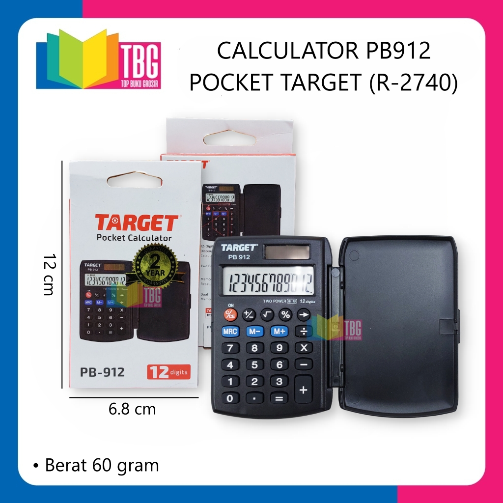 

1 PCS CALCULATOR PB912 POCKET TARGET KALKULATOR SAKU MINI ALAT HITUNG (R-2740)
