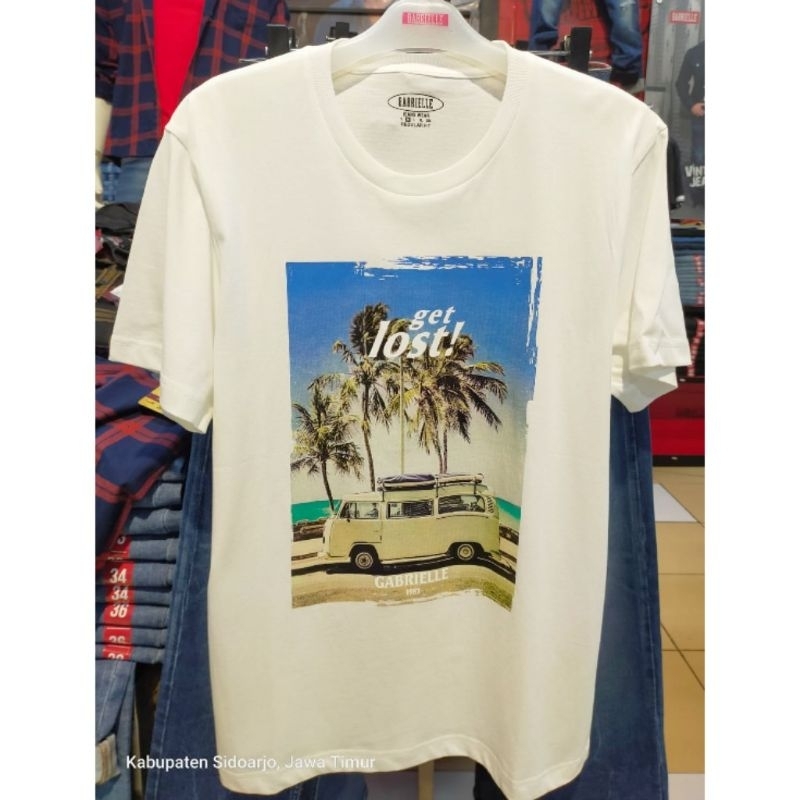 Tshirt kaos oblong pria Gabrielle jeans original mens BBHC319K0124M Kaos santai putih