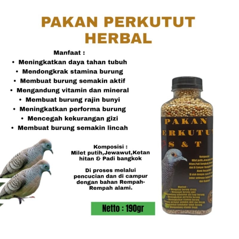 Pakan burung perkutut pakan kutut herbal