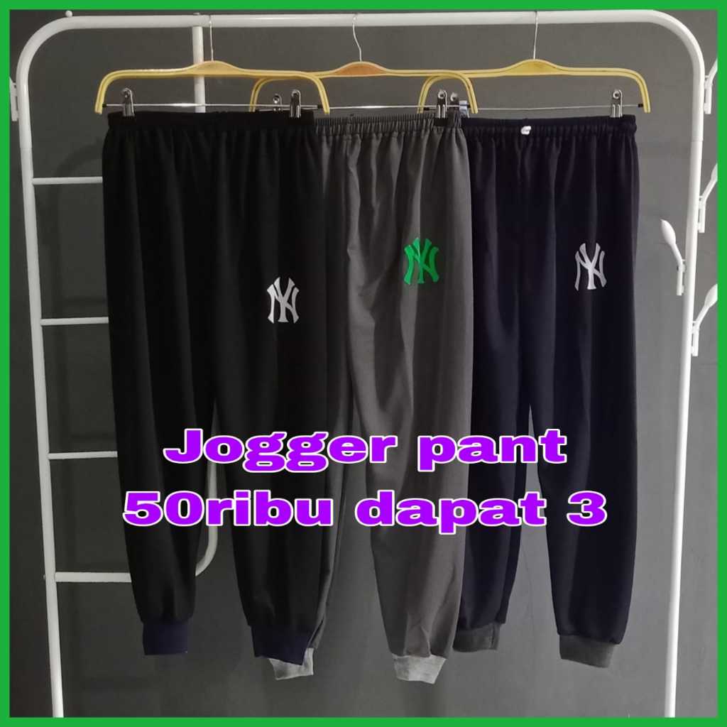 paket 50 ribu dapat 3 Pcs Jogger Pant Korean Style Celana training pria wanita dewasa/ trining/ bola