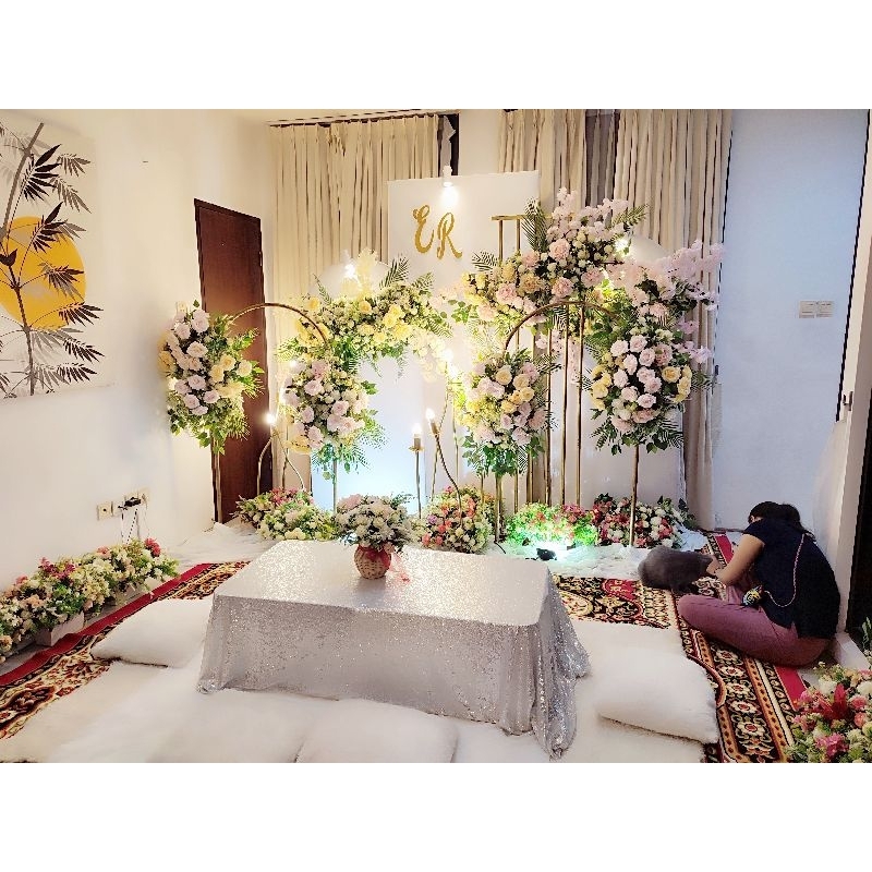 Dekorasi akad nikah meja akad lesehan 3 meter