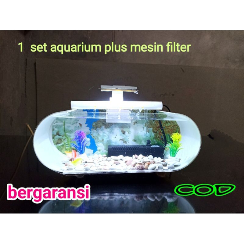 aquarium mini fullset dengan pompa dan filter/aquarium akrilik/aquarium fullset