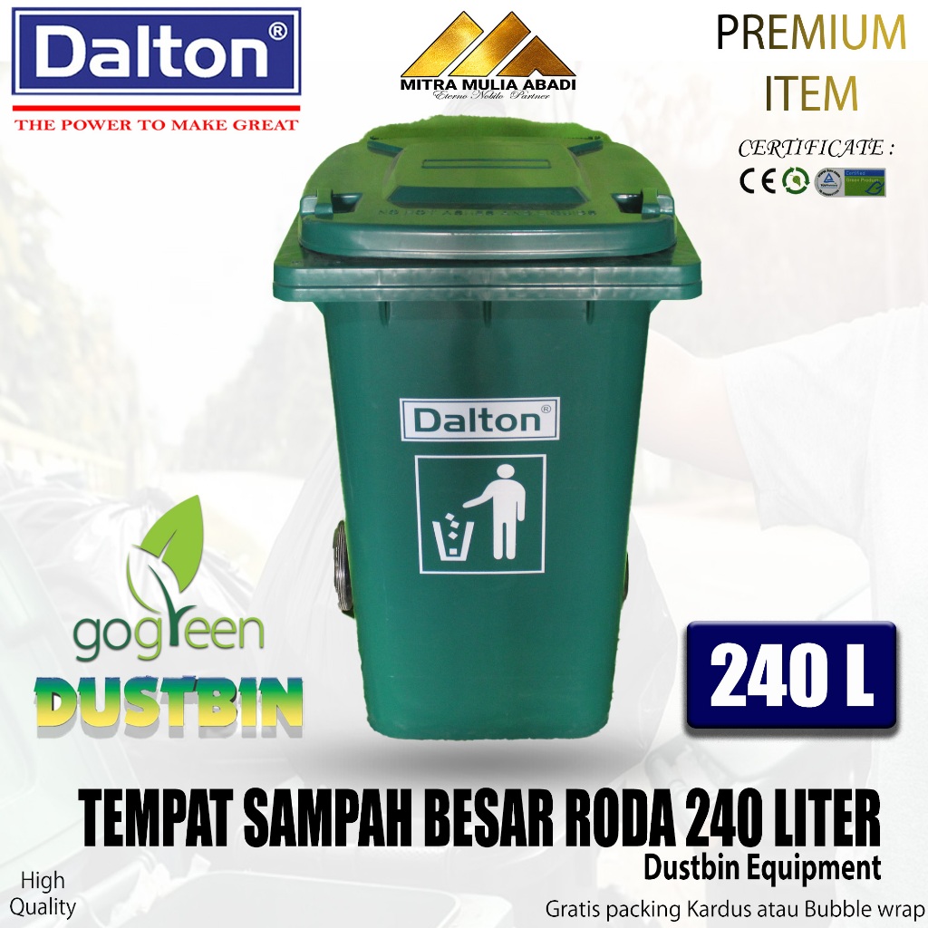 Tempat Sampah Roda Besar 240 Liter Dalton HPDE / DUSTBIN / Bak Sampah Dalton