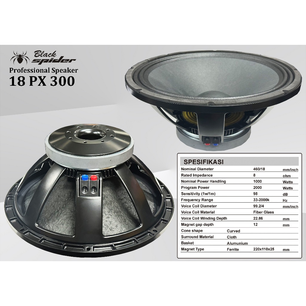 BS 18 PX 300 Speaker Komponen Black Spider - 18 Inci Rangka Babet