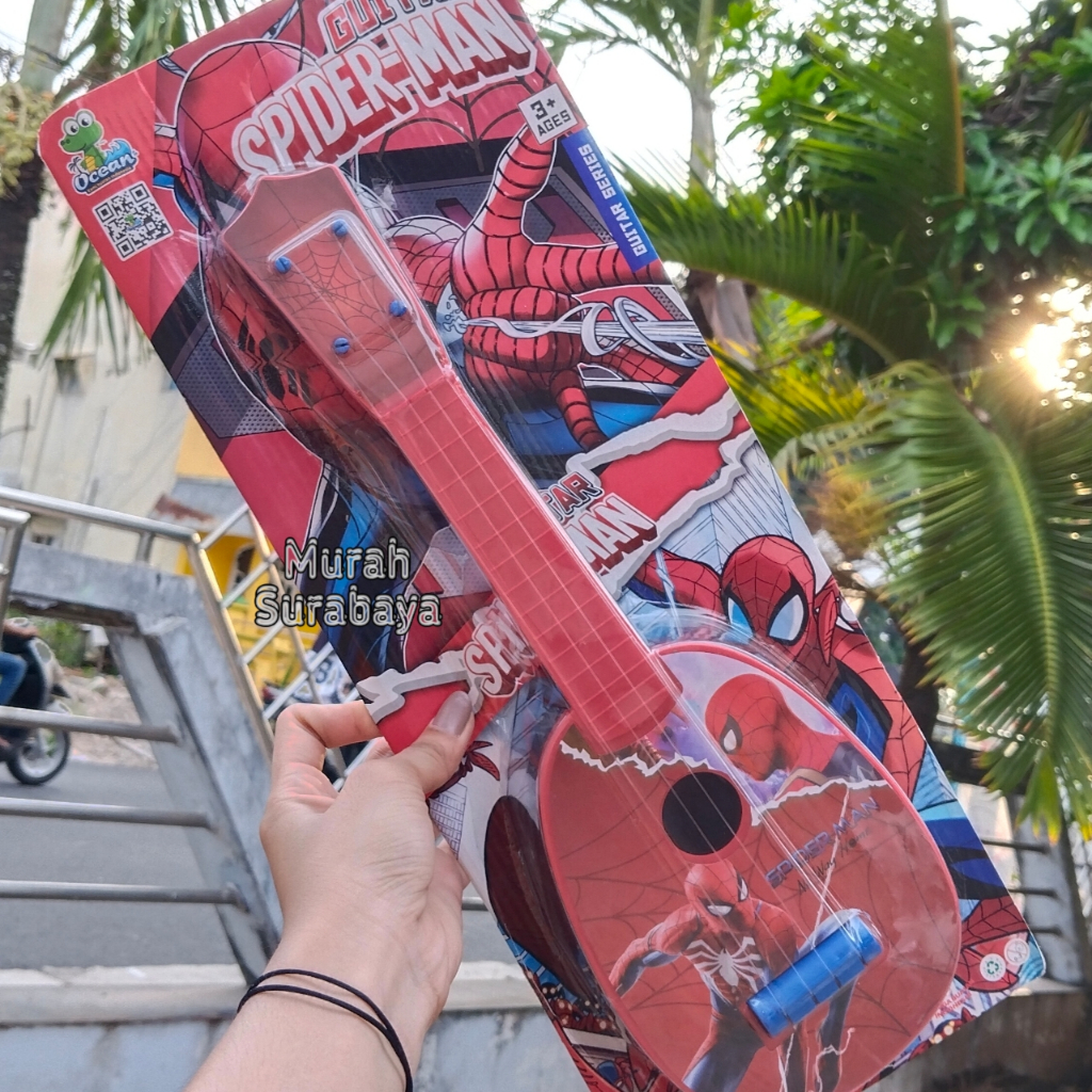 Mainan Anak Gitar Manual Spiderman OCT 315 | Mainan Anak Terbaru Ukelele Gambar Spiderman Series Uku