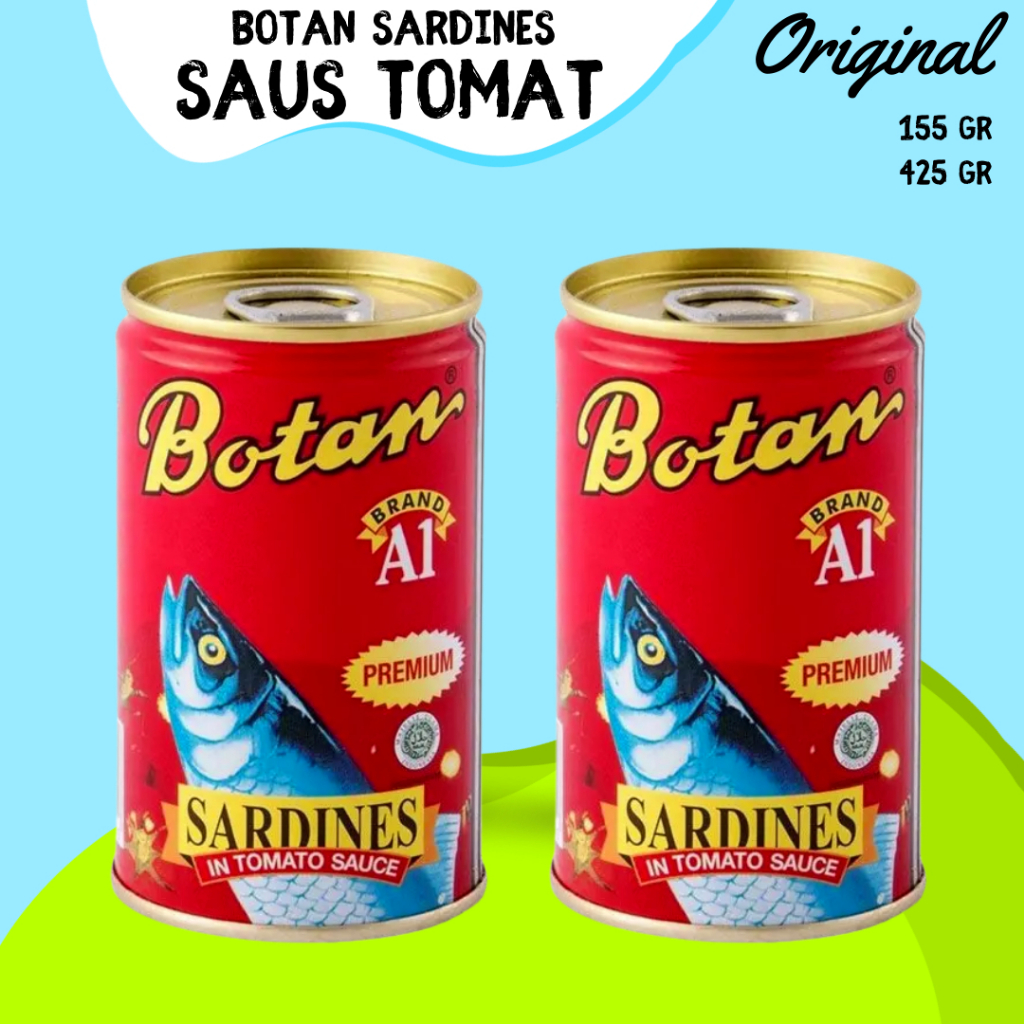 

Ikan Sarden Sardines BOTAN Saus Sambal Tomat Saos Tomato Sauce Kemasan Kaleng 155Gr