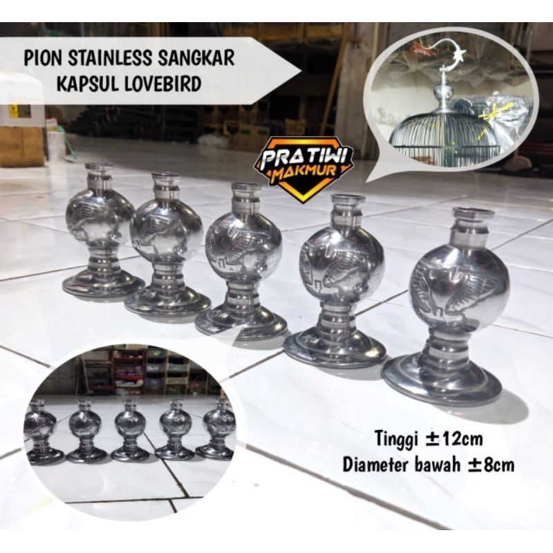 Pion Sangkar Lovebird Stainless Hiasan Mahkota Sangkar Lovebird