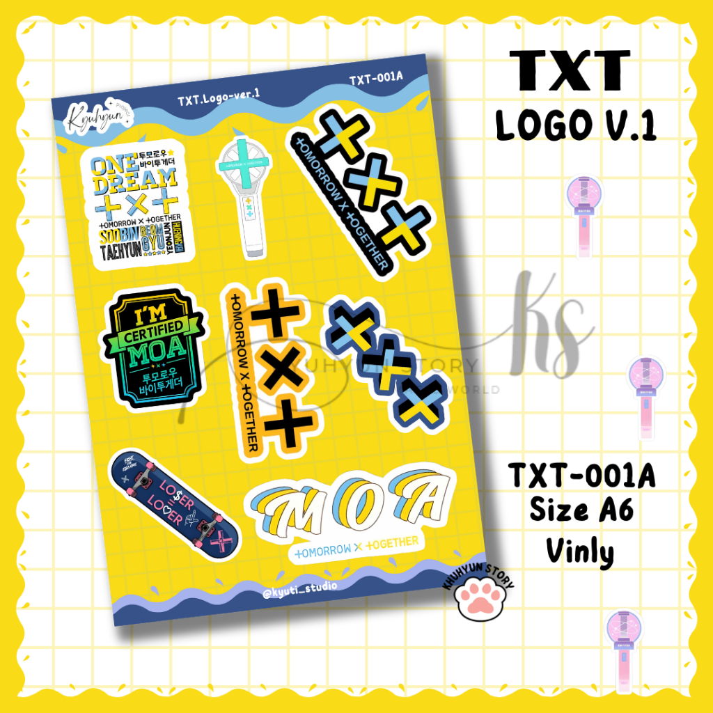 Sticker Kpop Logo TXT Moa Stiker Vinly Deco Aesthetic Jurnal Tumbler Murah Berkualitas