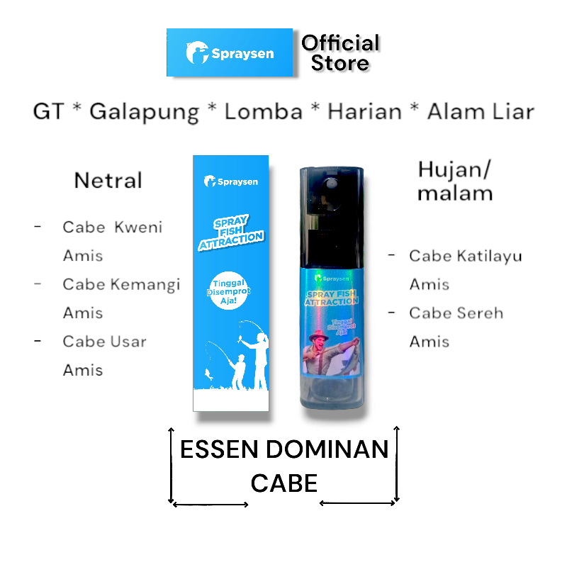 Essen Semprot Aroma CABE MIX Campuran Umpan Pancing Ikan 10ml