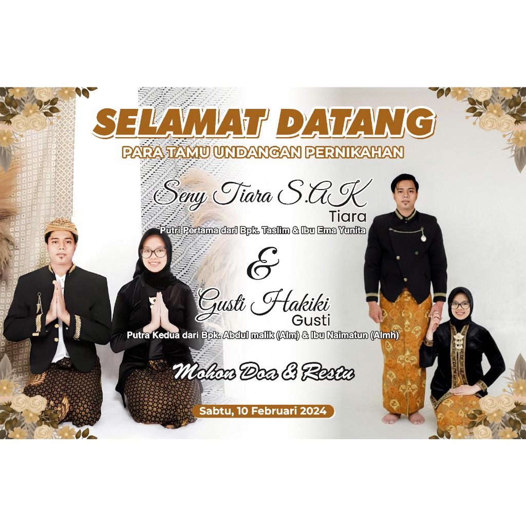 Spanduk Pernikahan Selamat Datang Banner Wedding Mohon Do'a Restu Gratis Desain