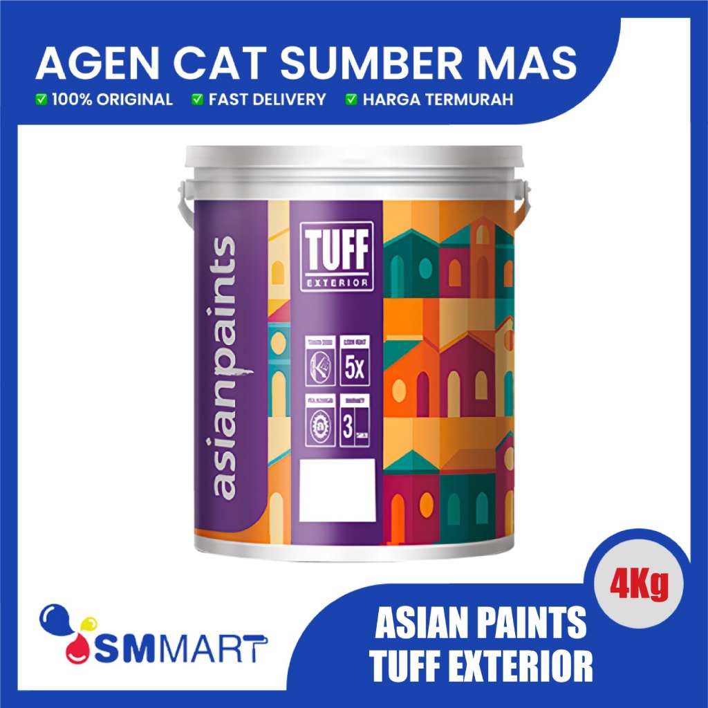 Cat Tembok Luar Asian Paint Tuff Exterior Warna Putih 5 Kg Galon