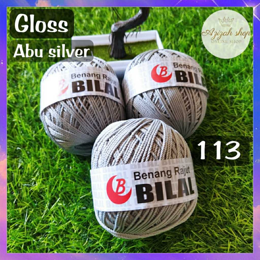 BENANG RAJUT POLY KILAP & DOP PER PCS (1 GULUNG) 113 glos abu silver