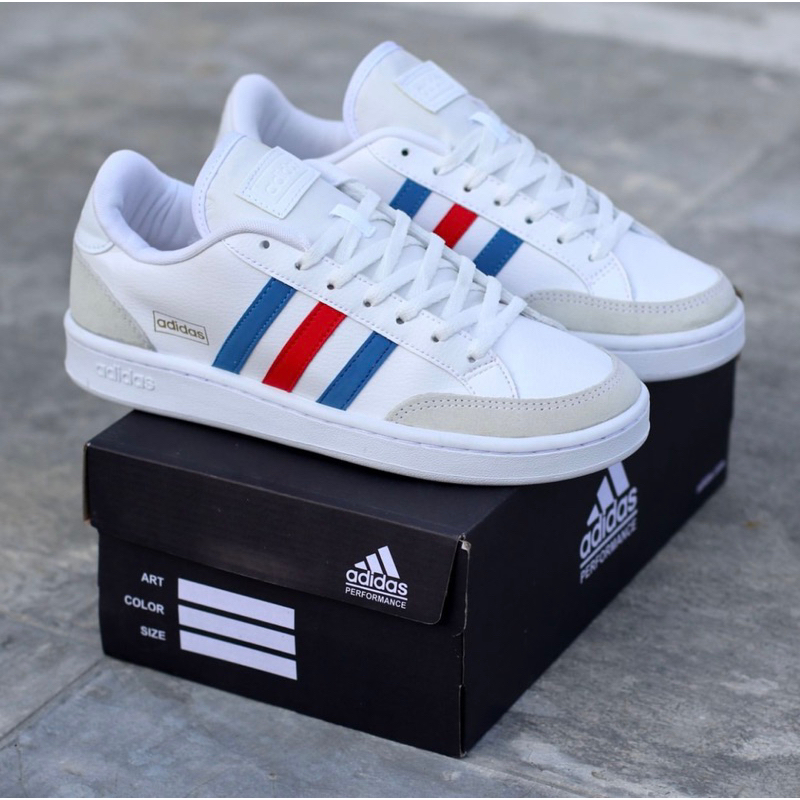 ADIDAS PUTIH LIST BIRU MERAH
