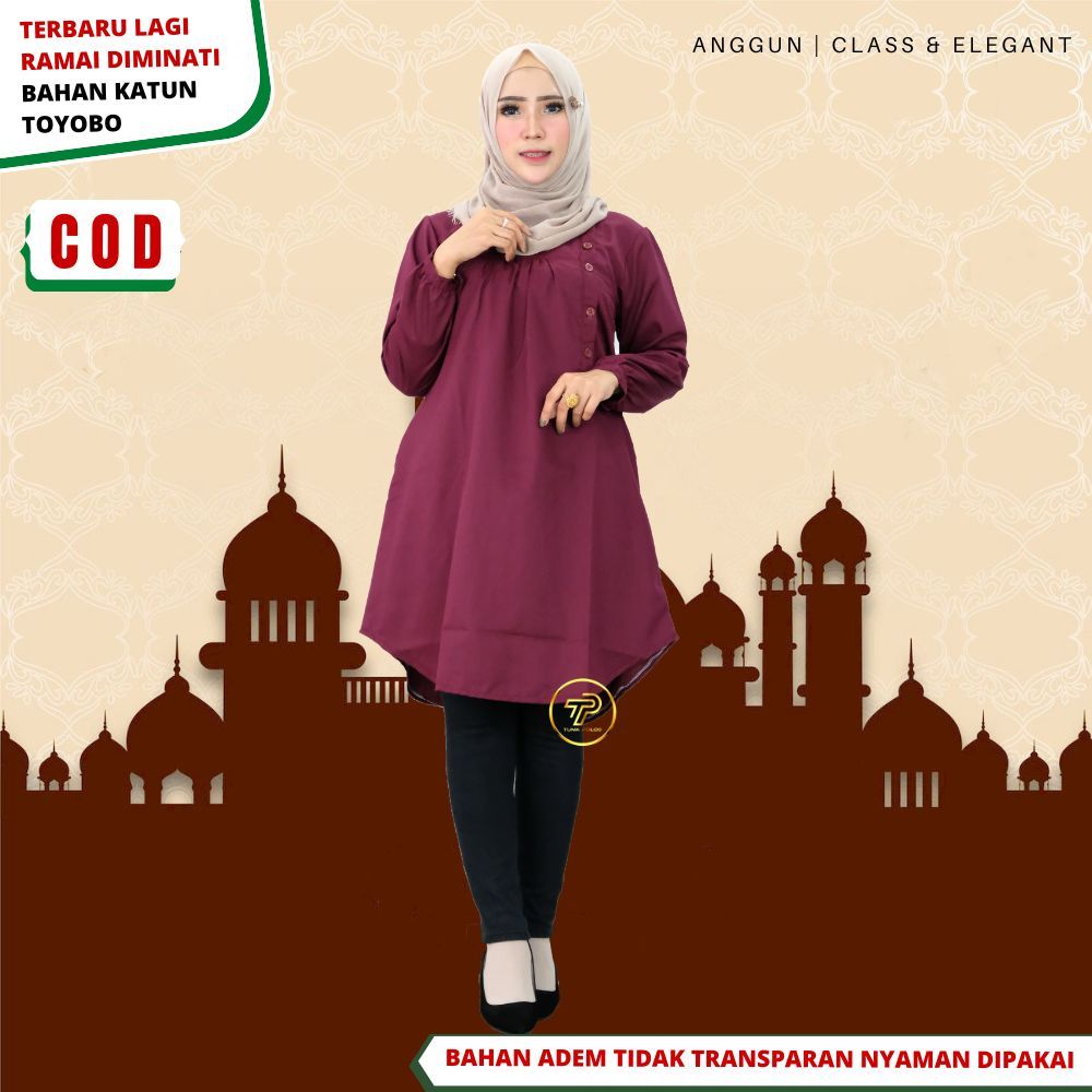 Baju Atasan Tunik Polos Wanita Remaja Dewasa Bahan Katun Toyobo Premium Original Adem Terbaru kekini