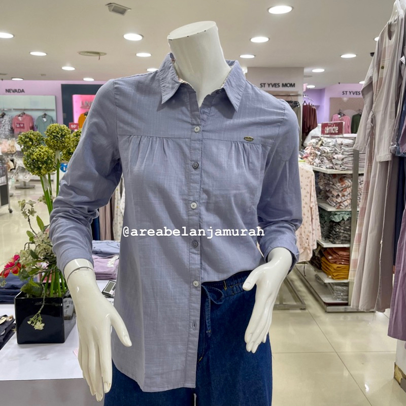 Kemeja Lengan panjang Wanita polos Bahan katun Kancing Depan Original Brand Corniche Size S-XL