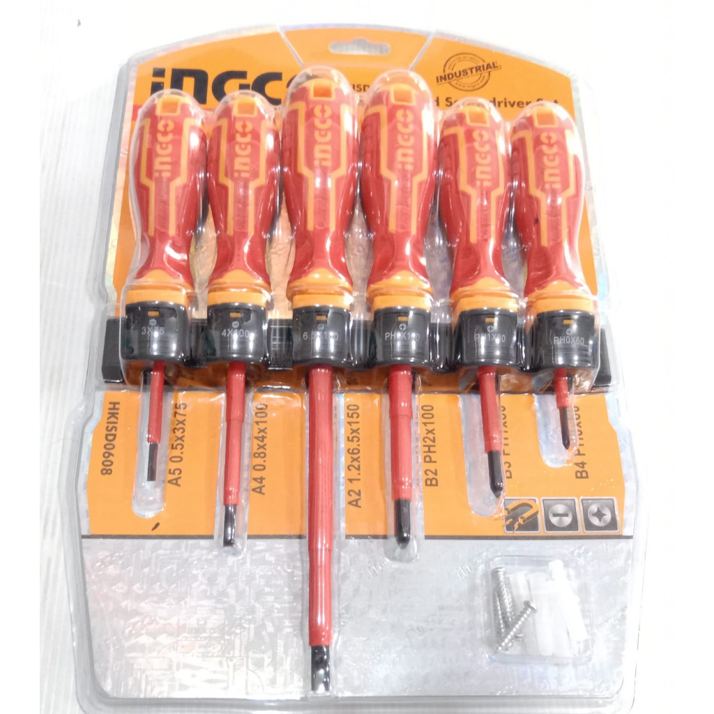 OBENG ELEKTRIK SET 6 PCS INGCO HKISD0608/SREWDRIVER SET 1000V MURAH BERKUALITAS