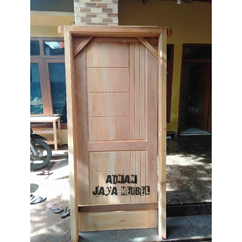 PINTU PLUS KUSEN KAYU MAHONI SOLID KUAT