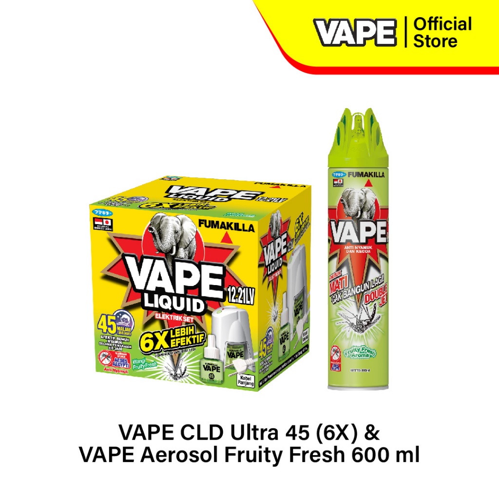 Fumakilla Vape Bundle Obat Nyamuk Elektrik 6X dan Aerosol Fruity 600ml