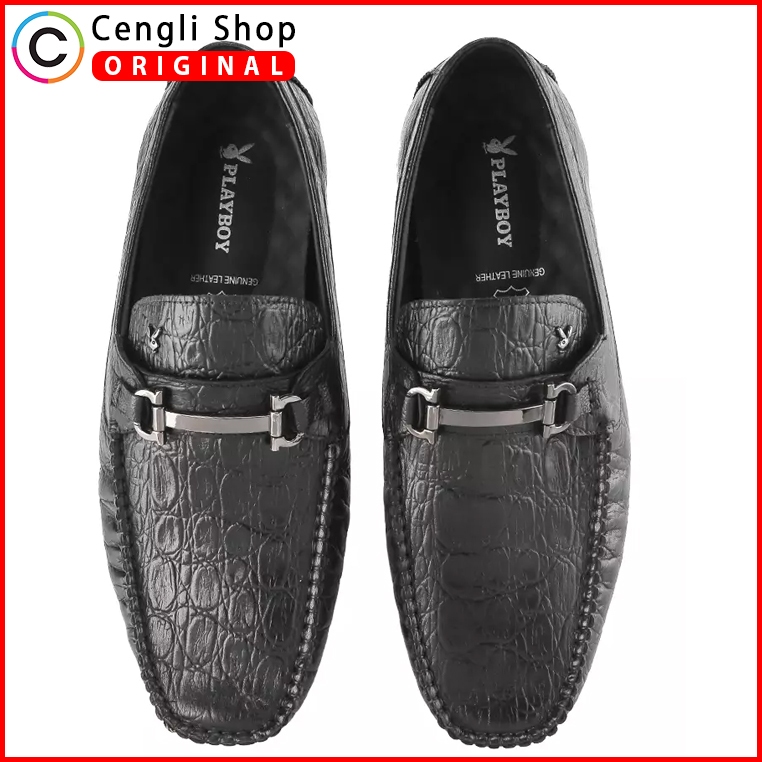 PL09 SEPATU PLAYBOY PRIA CASUAL SEMI FORMAL BRANDED ORIGINAL HITAM